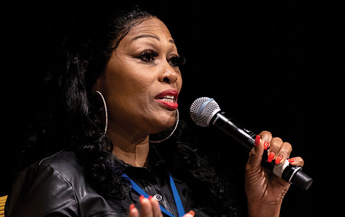 Shanette Williams di konferensi Aborsi di Amerika pada bulan Februari.