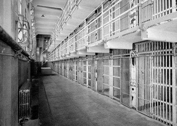 Pemandangan Barat Daya di Blok Sel 'A' di Alcatraz. 
