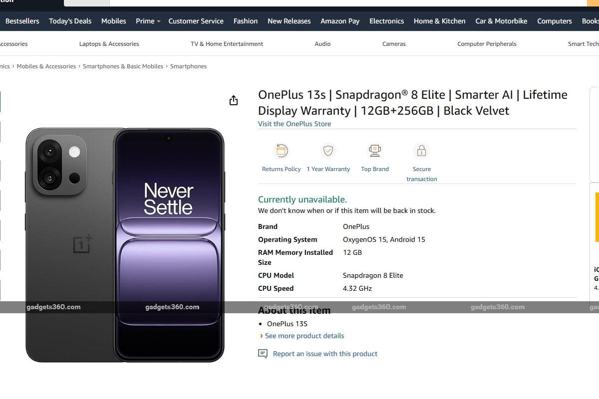 OnePlus 13s Amazon Listing G360 OnePlus 13s