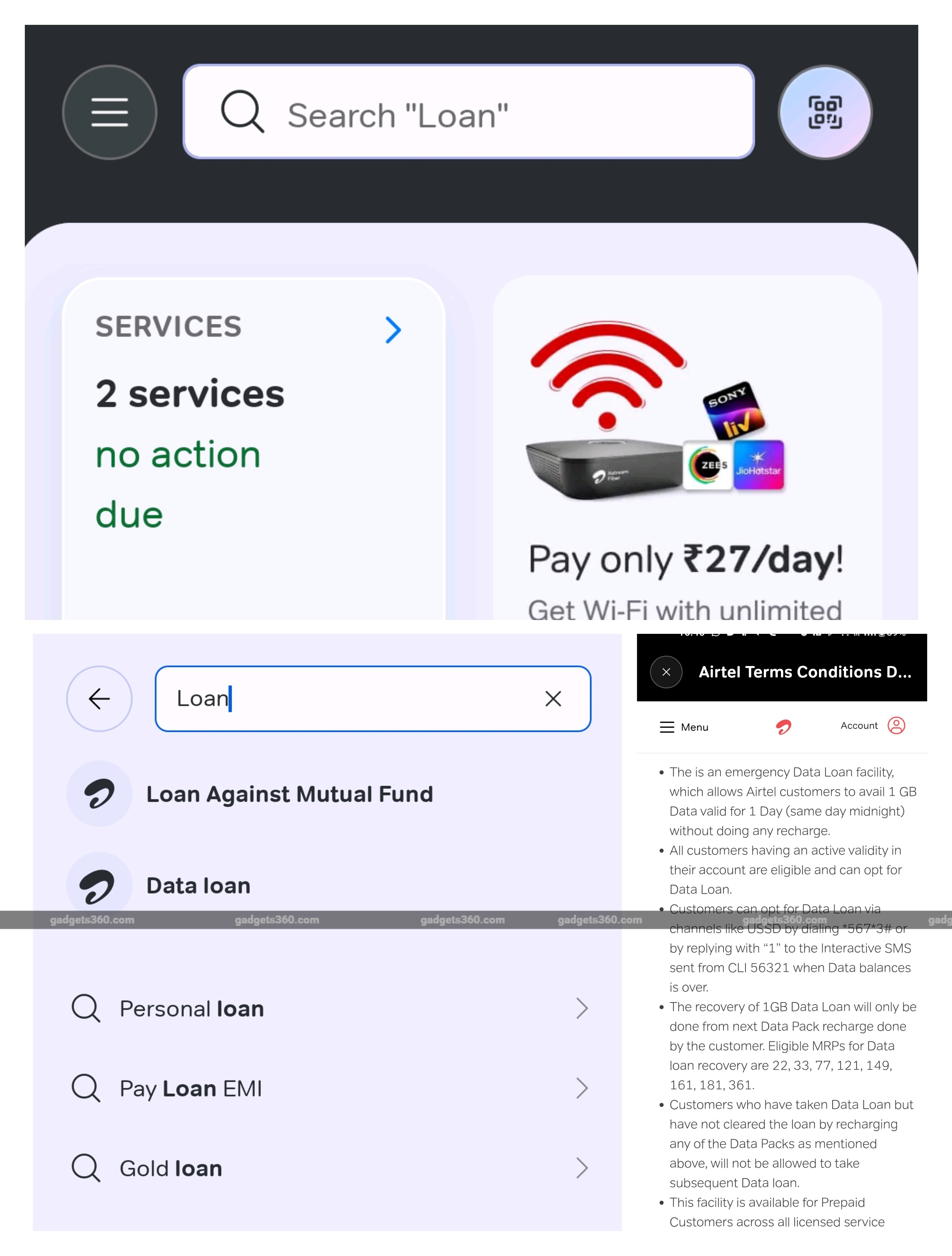Airtel 1gb pinjaman gadgets360 Airtel