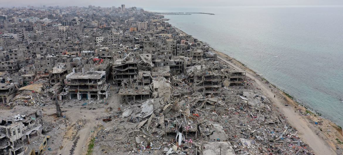 Kehancuran di Gaza utara.